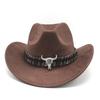 Suede Ethnic Style Top Hat Western Cowboy Hat Tibetan Performance Hat Men'S Retro Woolen Hat