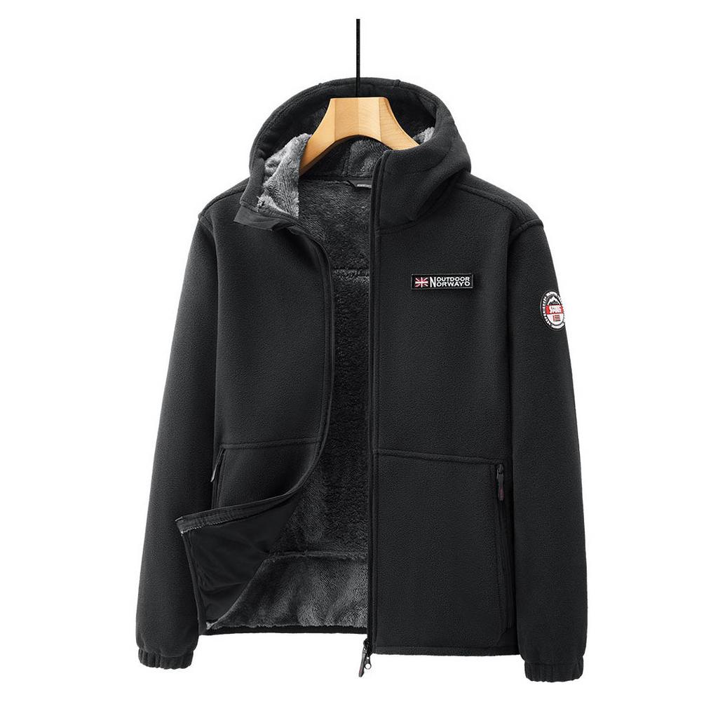 Мужская шерстяная куртка из овечьей шерсти, осенне-зимняя, однотонная, флисовая, рабочая одежда, теплая куртка с капюшоном, полярный холодный флис, одежда, лыжные куртки