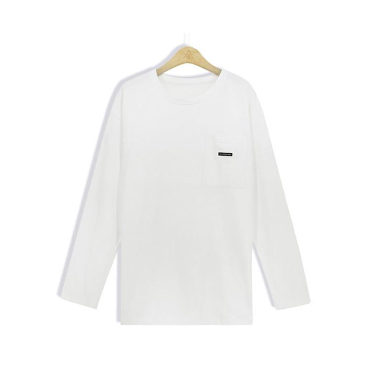 Футболка с длинными рукавами из чистого хлопка, универсальная базовая рубашка, осенне-зимний новый белый топ средней длины для улицы
