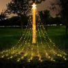 350LEDs String Christmas Tree Light Outdoor Solar Energy Courtyard Christmas Atmosphere Glowing Star Hanging Fairy Flash Light