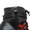 Gdgydh Gothic Vintage Lace Red High Heel Ankle Boots with Platform Sole Ankle Strap Women Boots for Dressy Occasions