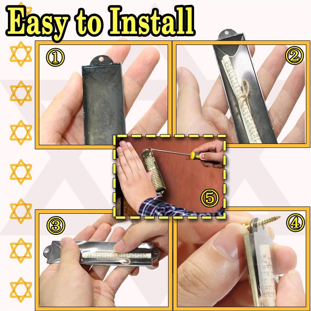 Мезуза для двери, металлическая мезуза со свитком для двери, еврейская мезуза для двери с благословением на дом на английском/еврейском языке для еврейского подарка на новоселье