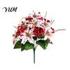 Fake Flowers for Outdoor Artificial Poinsettia Flowers, Christmas Floral Berry Centerpiece, Fade-Resistant Lush Porch Landscaping Red And White Plants