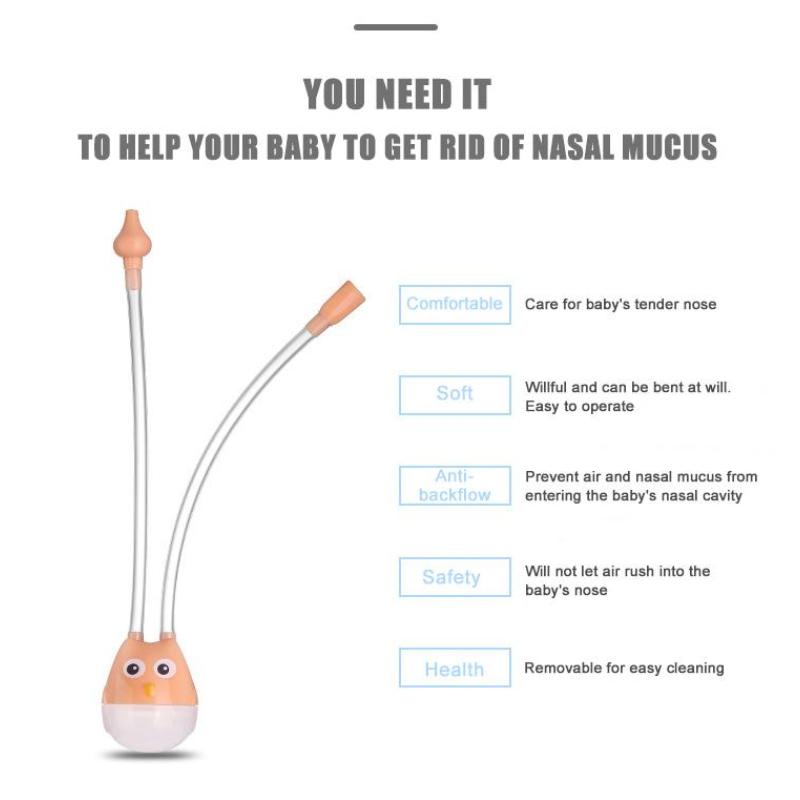 2 шт., назальный аспиратор для новорожденных, тип всасывания для носа, очиститель для носа, антирефлюксная силиконовая всасывающая трубка