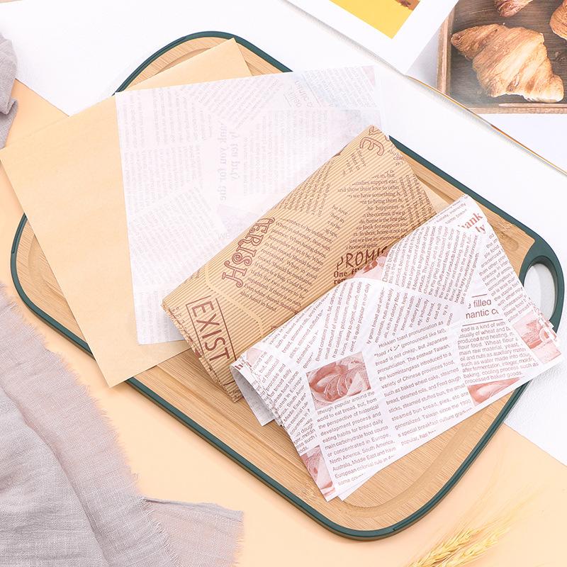 50 шт. Упаковка для выпечки Пакет для еды Жиронепроницаемый бумажный пакет Обертка для сэндвича, пончика, хлеба Гамбургер Кухонный аксессуар 18*18 см