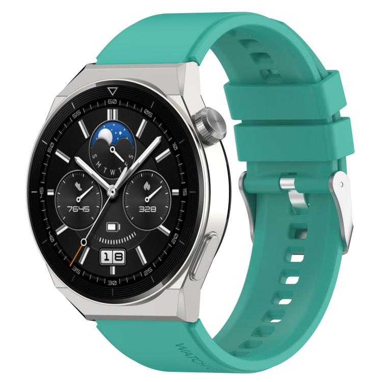 Для Huawei Watch GT3 46 мм 22 мм Выступающая головка Силиконовый ремешок Серебряная пряжка