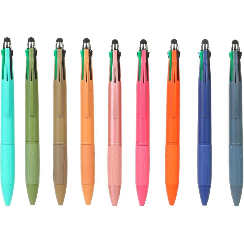 Multicolor Pen in One Multi Color Pens with Stylus Tip 4 Color Pen Nurse Accessories for Work Stylus Pens for Touch Screens 1.0mm Ballpoint 9 Pack