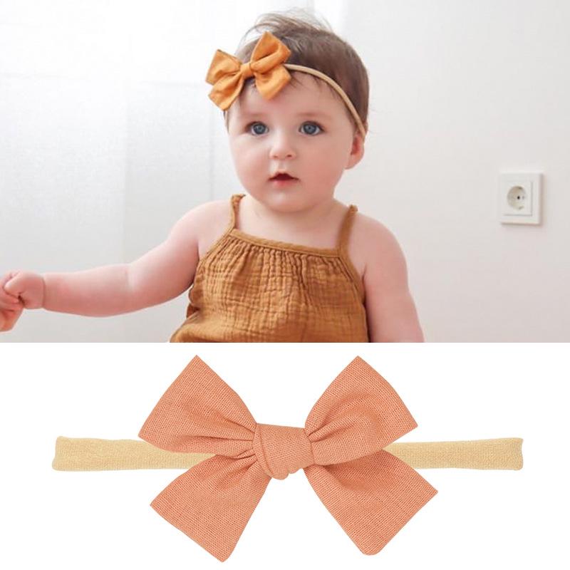 Комплект детских повязок на голову из нейлона и хлопка: Повязки на голову из льна и банта в подарочной коробке.