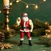 Unique Christmas Party Supplies Muscular Santa Claus Figurine, Funny Hilarious Resin Strong Statue, Novelty Festive Holiday Home Accents Collectible
