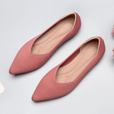 Новая весенне-осенняя обувь из летящего трикотажа, одинарная обувь 40 Doudou 41 на плоской подошве 43 большого размера, женская обувь, обувь-ковш