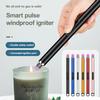 USB Rechargeable Electric Long Kitchen Ignition Stick Hanging Hole Design Stove Windproof LED Flameless Pulse Igniter