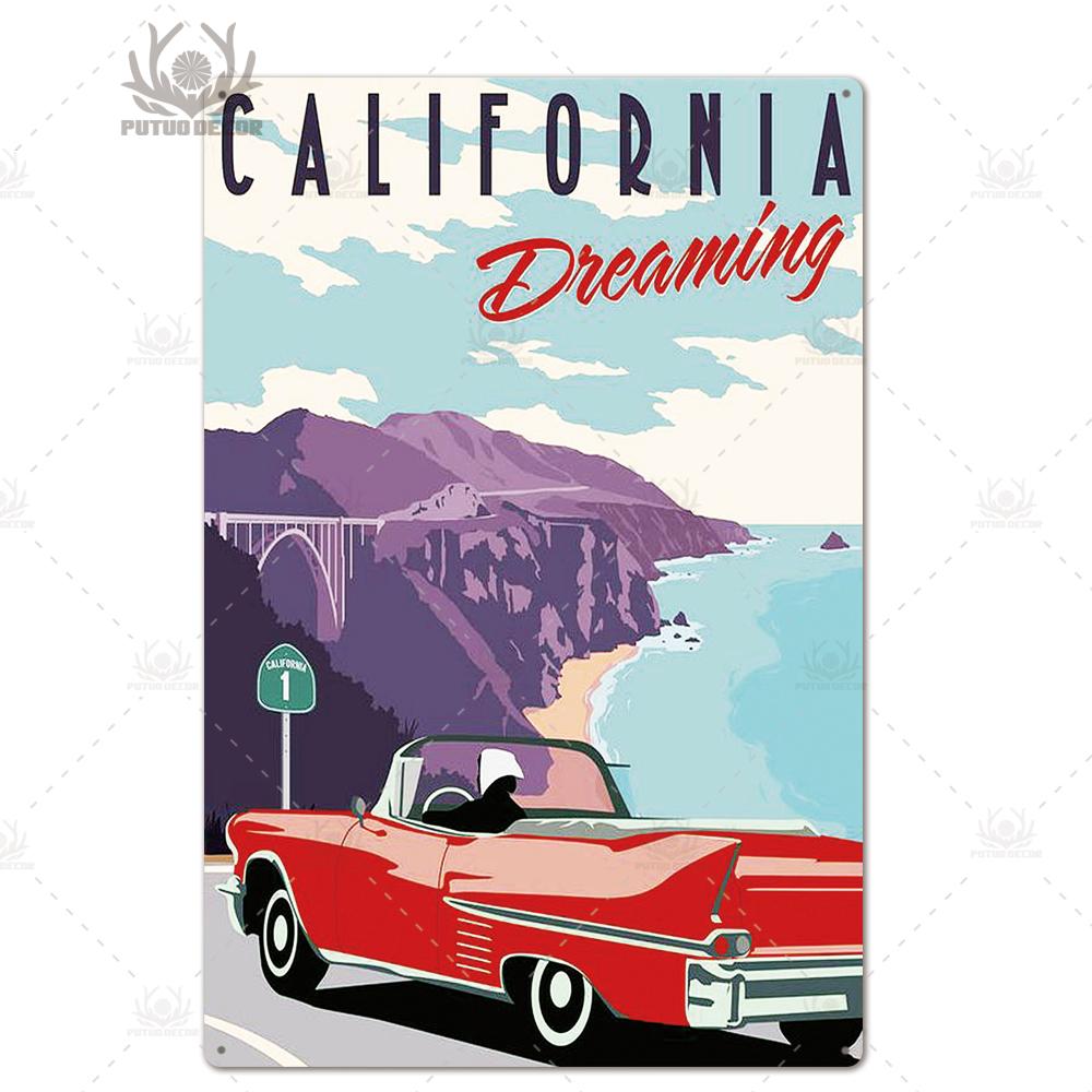 Decor Travel Tin Sign Plaque Metal Plate Vintage Wall Art Poster for Home Living Room Beach House Iron Painting