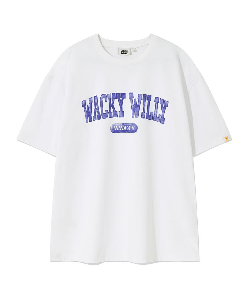 WACKY WILLY Футболка с коротким рукавом, Белая, с опечаткой в названии