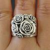 Women Retro Flower Love Ring Jewelry Wedding Engagement Party Gift Size 6-10