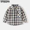Children's Checkered Shirt Children's Clothing Korean Baby Wide Shoulder Long Sleeved Fashionable Boys' Shirt