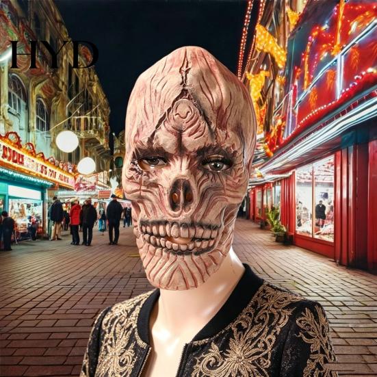 Realistic Latex Skeleton Scary Halloween Masque, Horror Full Face Masque Skin Friendly for Costume, Cosplay Party, Haunted House Prop Vintage