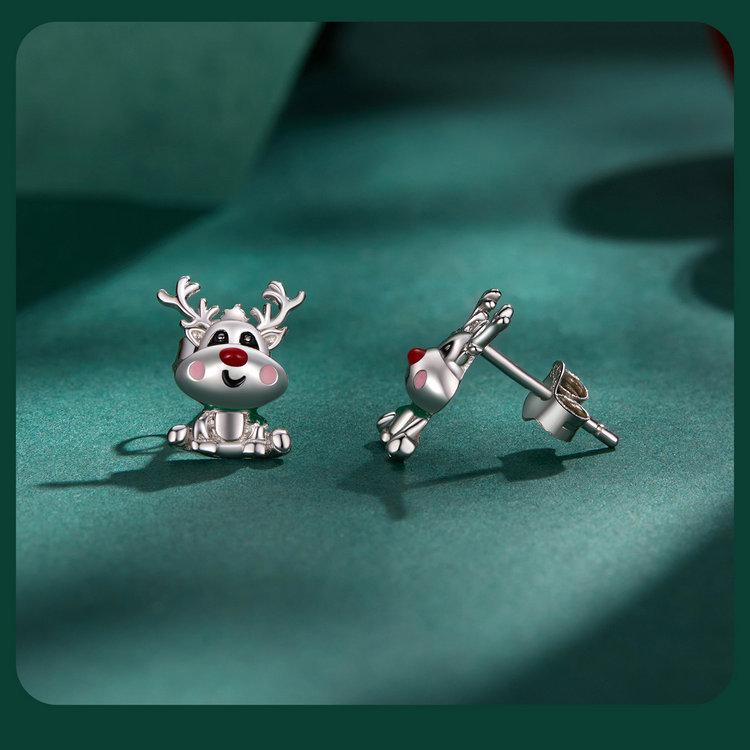 Yinziyun Reindeer Stud Earrings: Cute s925 Sterling Silver Deer Design - Perfect Christmas Gift for Women