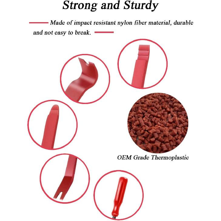 105 Pcs Auto Trim Removal Tool Kit, Plastic Pry Bar Set With Plastic Rivets For Car Door Panel, Audio Dashboard Etc. Fastener Remover Tool Kit Red