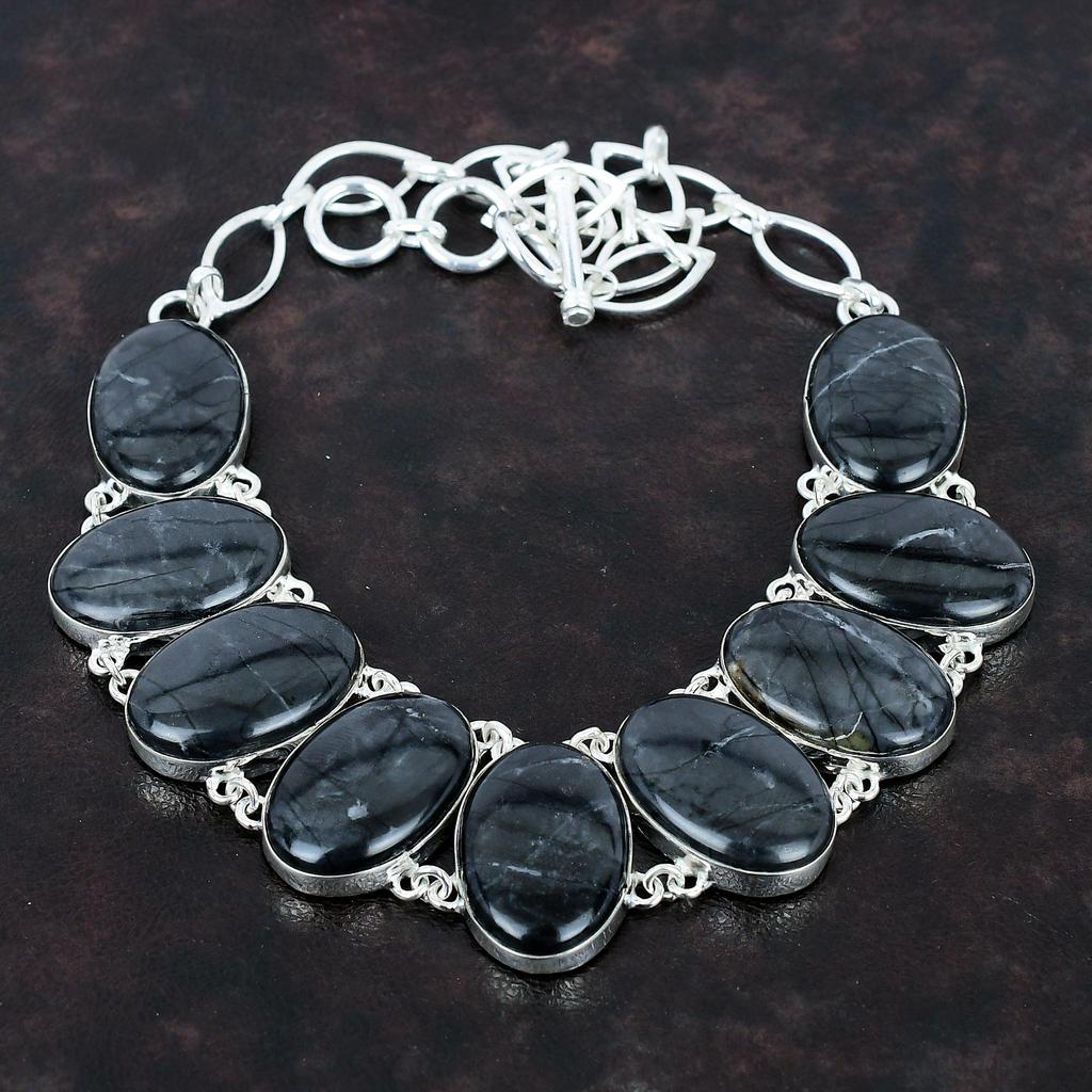 Picasso Jasper Necklace Handmade Gemstone Necklace 925 Sterling Silver Necklace Adjustable Chain Necklace Picasso Jasper Jewelry For Gifts