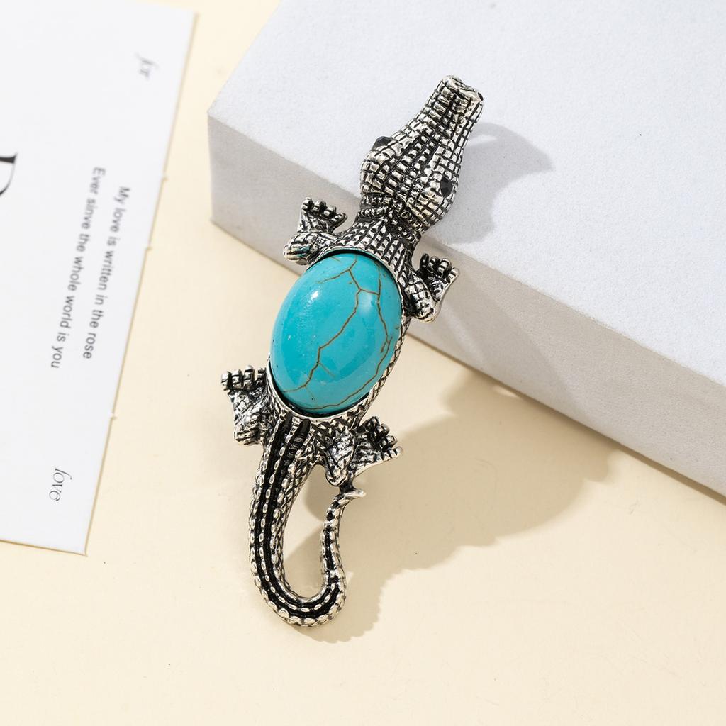 Брошь из натурального камня в форме ракушки, брошь в форме крокодила для элегантного официального пальто, ювелирный аксессуар 68x22 мм