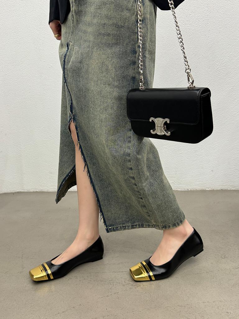 fashion Square Toe Women Loafers 2024 New Arrivals Fashion Dress Shoes Low Heeled Black Brown White Shallow Slip On Loafers Size 35-39