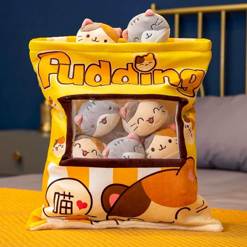 Плюшевая Сумка Пудинг Набитая Лапка Кошки Кролик Игрушки Животные Чай Пузырьками Конфетница для Рождества Подарка на День Рождения