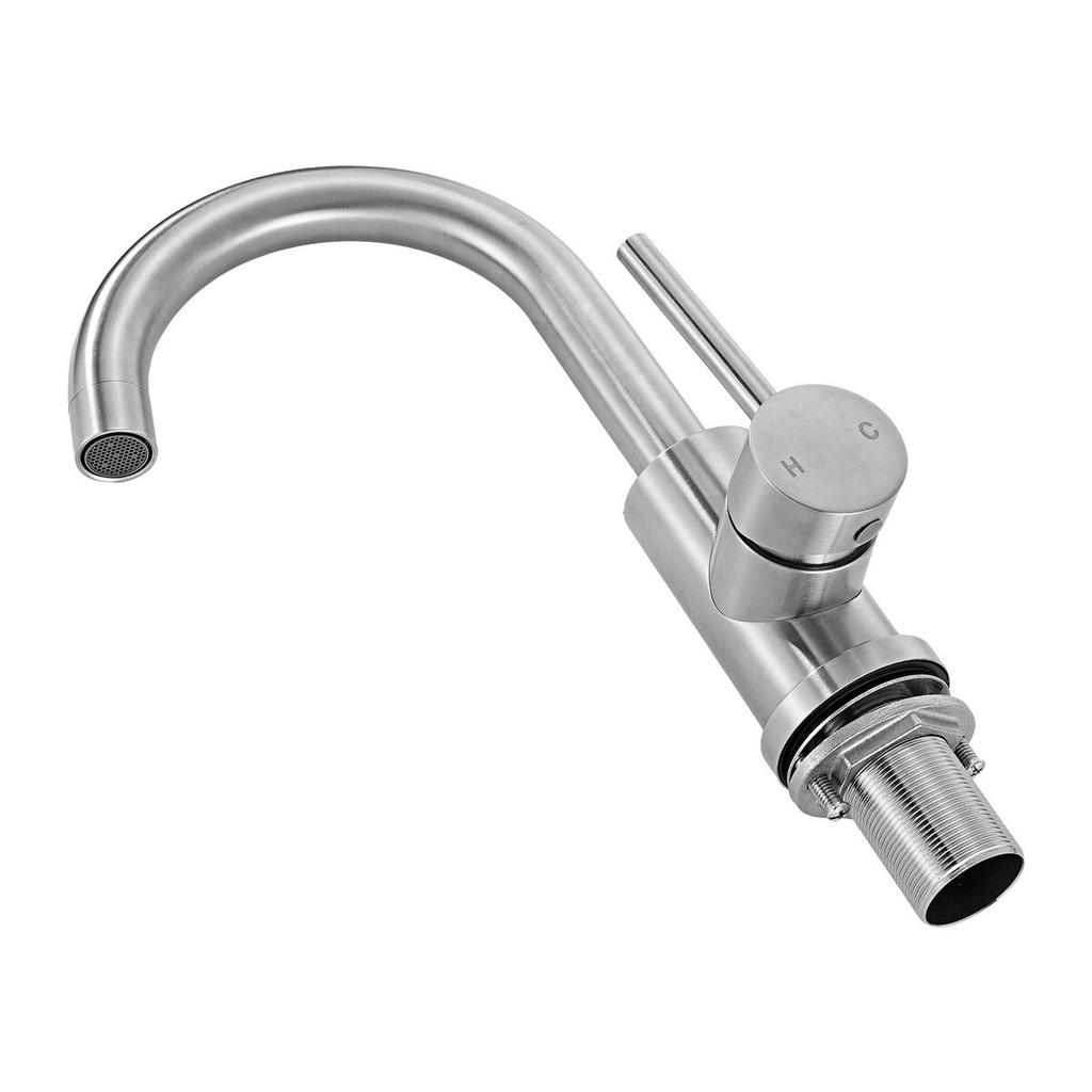 Single Handle Sink Faucet, Brushed Nickel Single Handle Bathroom Faucet, Kitchen Water Faucets with Anti-Splash Aerator, Suitable for Bathroom, RV,
