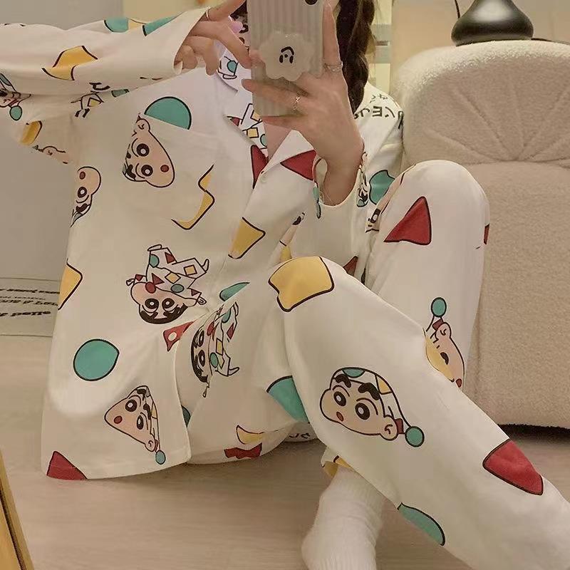 Роскошная женская пижама из искусственного шелка — длинный рукав, свободный крой, легкий весенне-летний кардиган из ледяного шелка с отворотом.