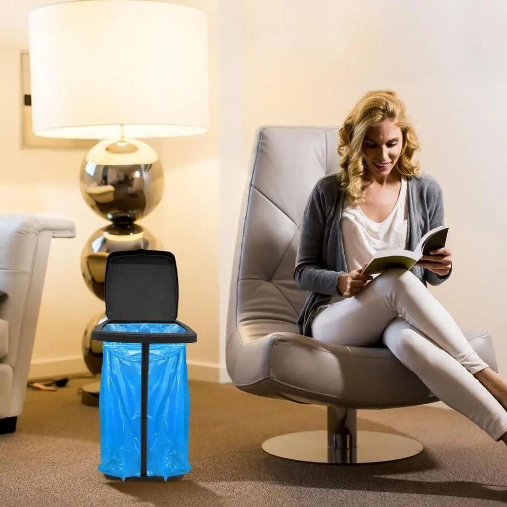 with Lid Trash Bag Holder Portable Trash Can Holder Retractable Garbage Bag Auxiliary Rack Kitchen