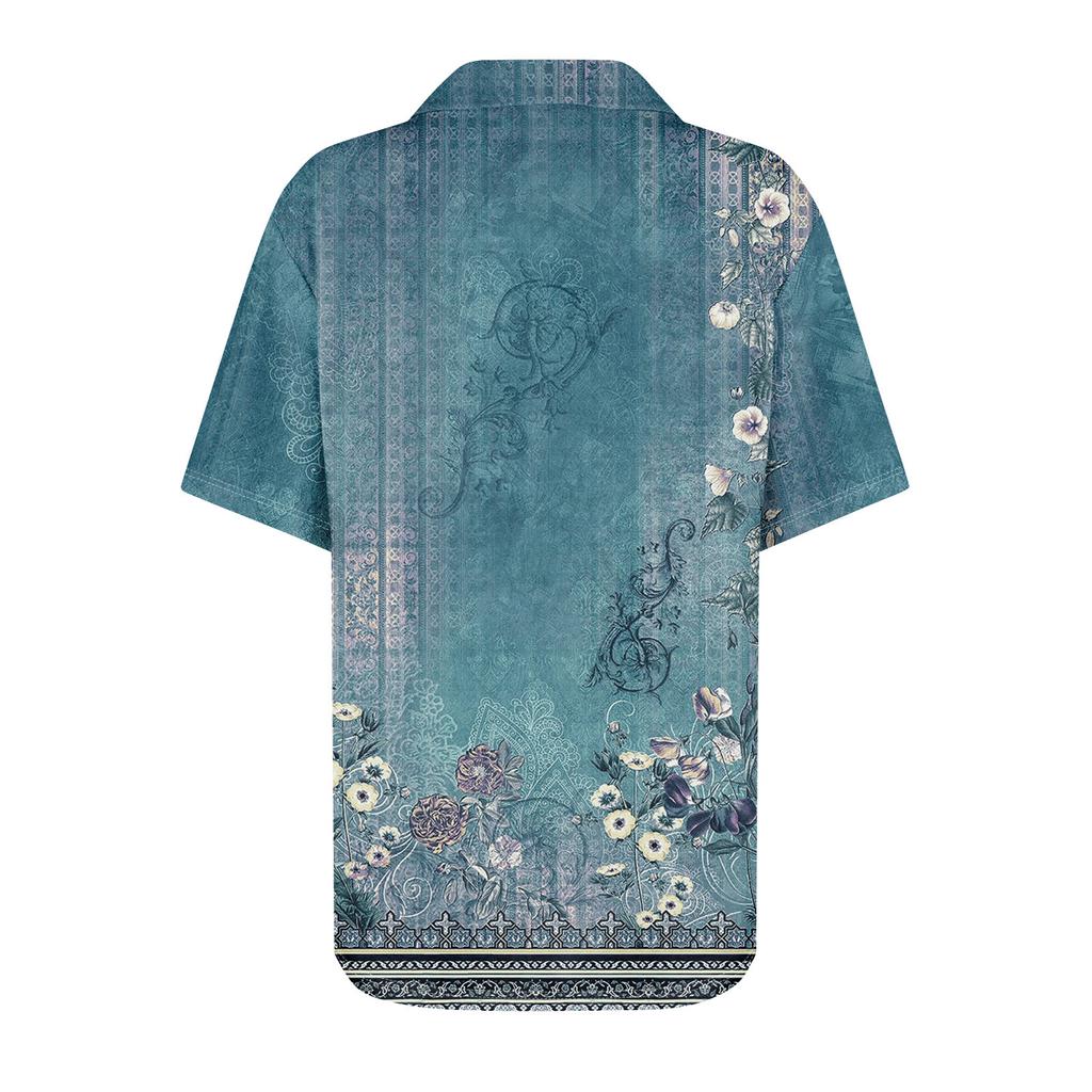 Женские футболки с коротким рукавом, плиссированные, с V-образным вырезом, с принтом, с воротником, летние топы, модные, деловые, повседневные, рабочие