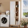 176 cm Tall Bookshelf, 4 Open Shelves, 2 Cabinets, Freestanding Bookcase, MDF, White