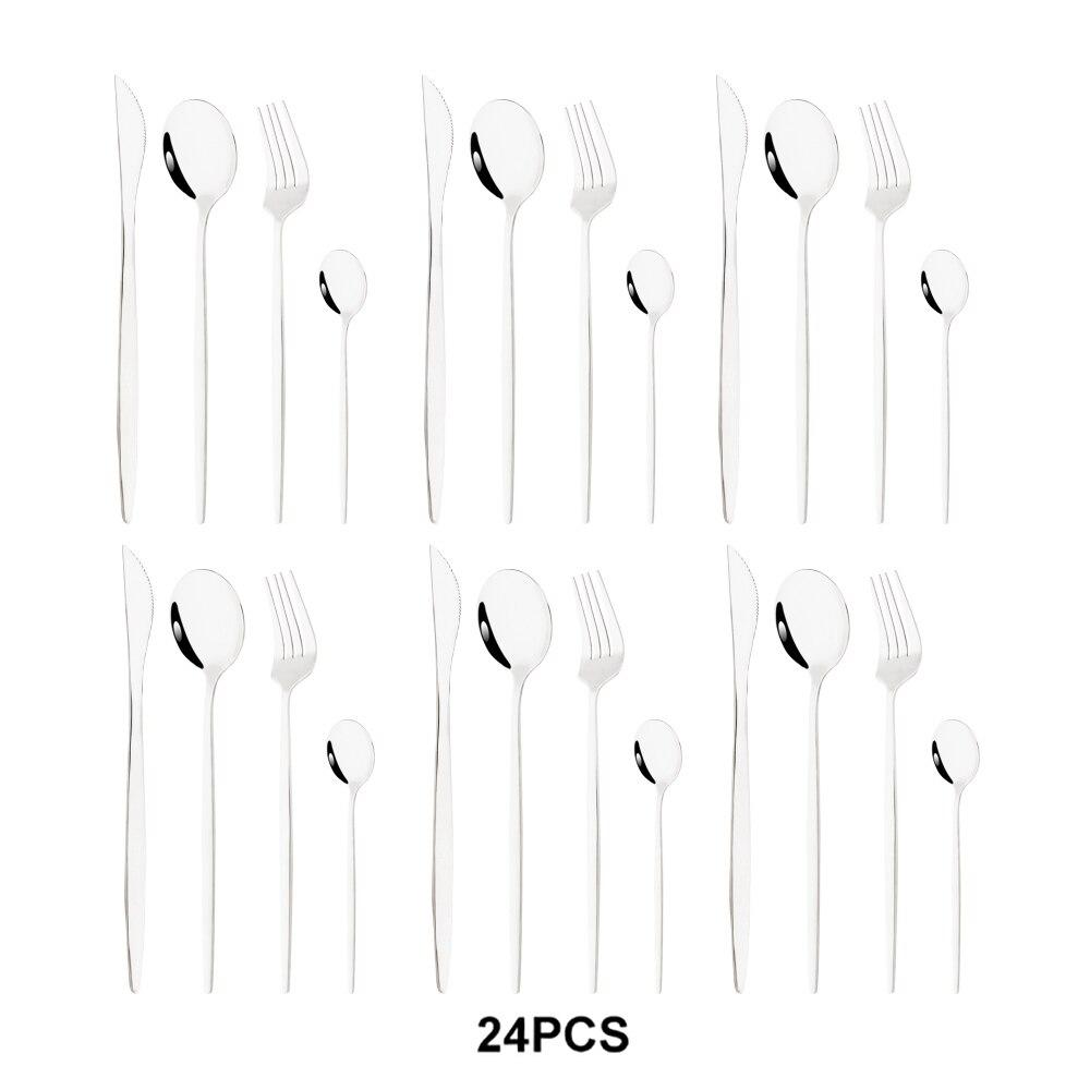 Набор посуды из нержавеющей стали, кухонный набор, 24 шт., черное золото, нож, вилка, ложка, роскошный набор посуды, ужин, свадьба, зеркало, столовые приборы