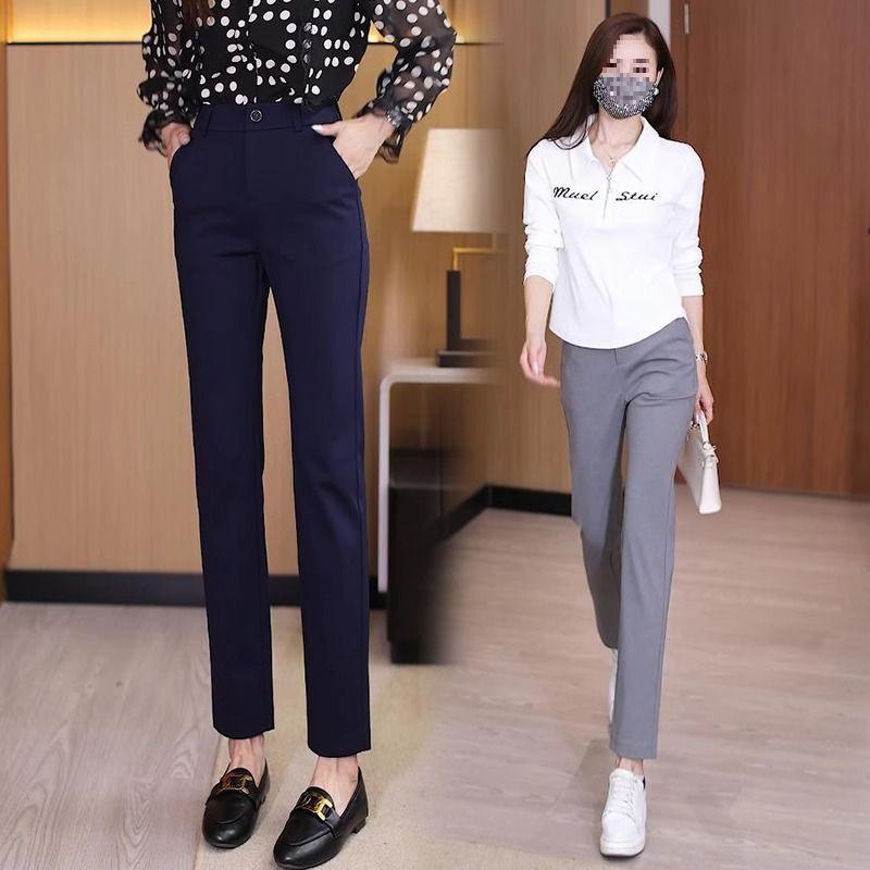 Women's High-Waisted Slimming Cropped Cigarette Pants - Versatile Petite Western Style