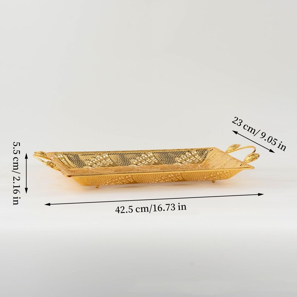 European Fruit Plate,Alloy Household Hollowed-out Shape Plate,Portable Golden Snack Disc,Candy Plate Home Living Room Decoration