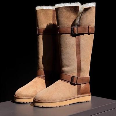 Мода 2024 года, модная женская обувь, высокие женские сапоги до колена, горячая распродажа, зимние короткие плюшевые сапоги с пряжкой, сохраняющие тепло, подходящие по цвету зимние сапоги
