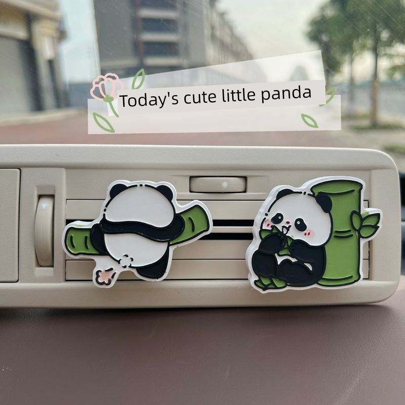 Cute Panda Car Air Freshener, Car Air Conditioning Vent Decoration, Fragrance Diffuser Stone, High-End Car Interior Accessory