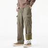 Winter Corduroy Sweatpants Men Pockets Fleece Liner Cargo Pants Warm Casual Loose Straight Trousers
