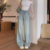 Women's High-Waist Light Blue Wide-Leg Jeans: Casual Summer Style with Loose Fit and Versatile Drape