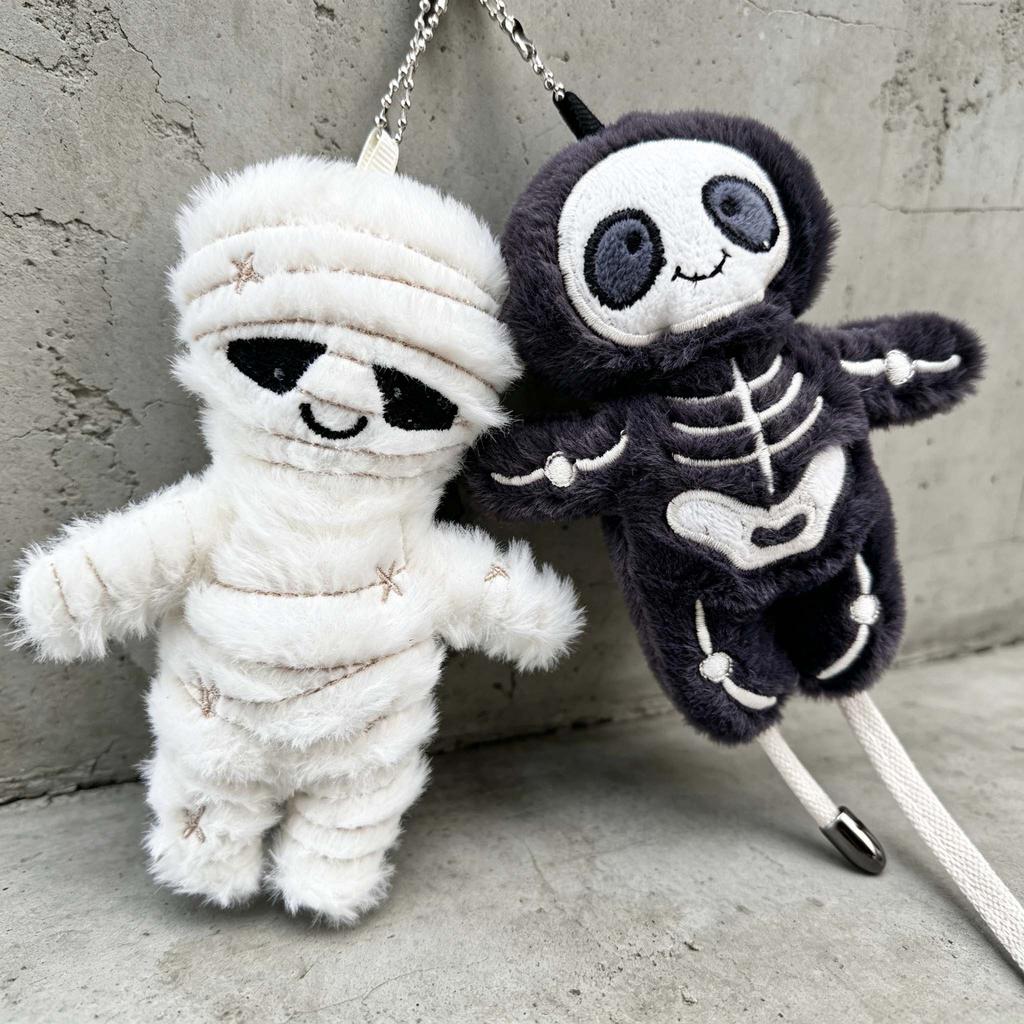 Cute Mummy Skeleton Plush Keychain Soft Stuffed Bag Pendant Halloween Keyring Gift Backpack Car Accessory