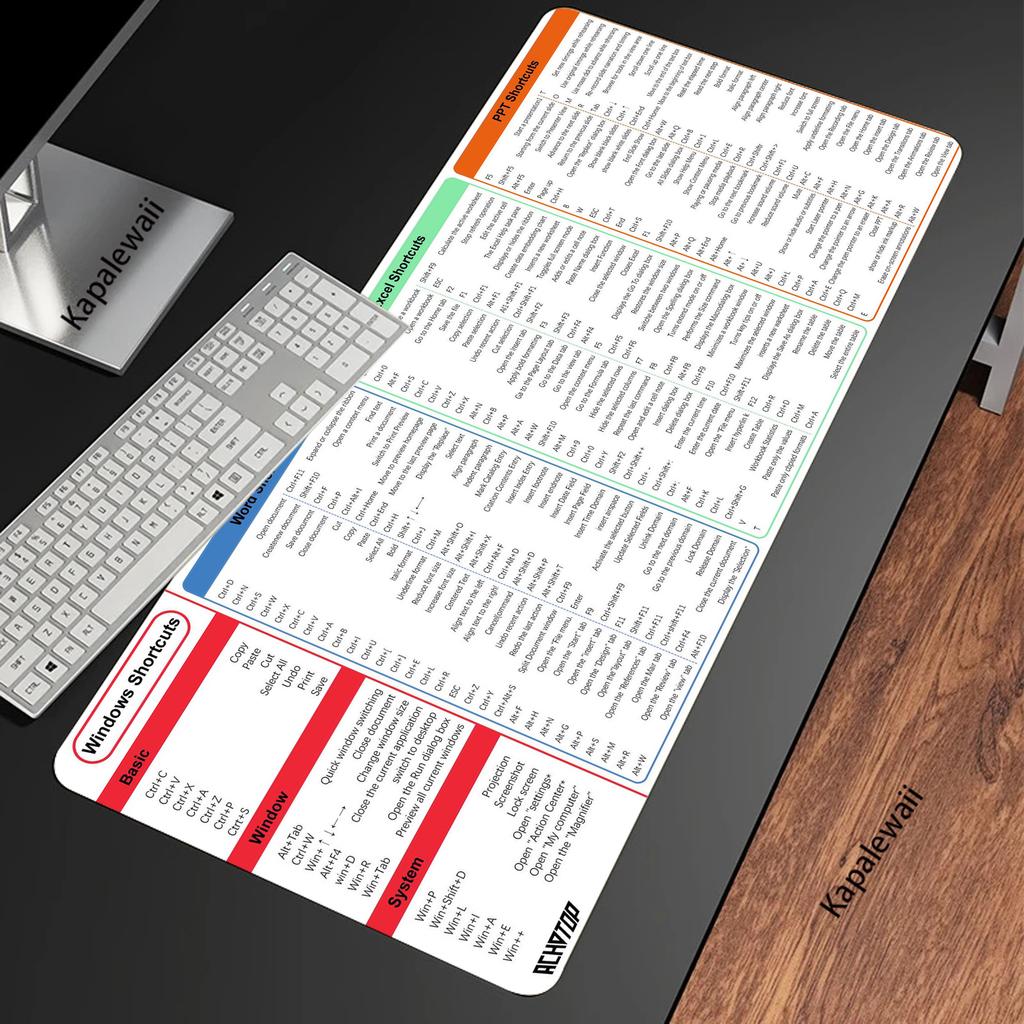 Windows Shortcuts Gaming Mousepad Pc 800x300mm Mouse Pad Locking Edge Mousemat Non-slip Rubber Pads Big Desk Mat Keyboard Pads
