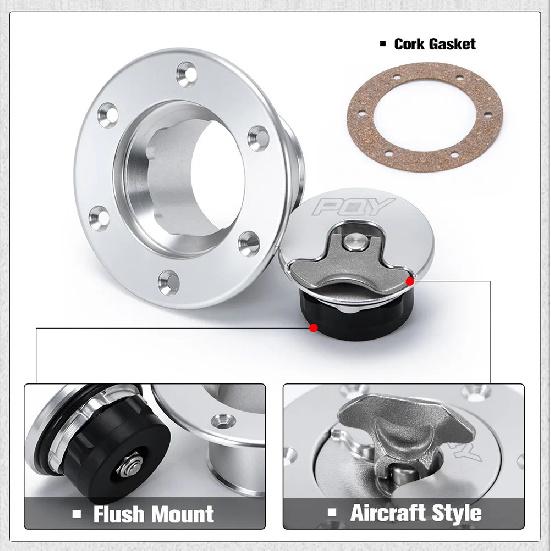 PQY - New Aluminum Billet Fuel Cell / Fuel Surge Tank Cap Flush Mount 6 bolt Surface Oxidation Opening ID 35.5mm PQY-SLYXG01