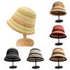 Весна Лето Новая Полосатая Вязаная Шапка для Женщин Повседневная Корейская Складная Шляпа с Солнцезащитным Козырьком Шляпа Ведро для Путешествий Пляжа Панама