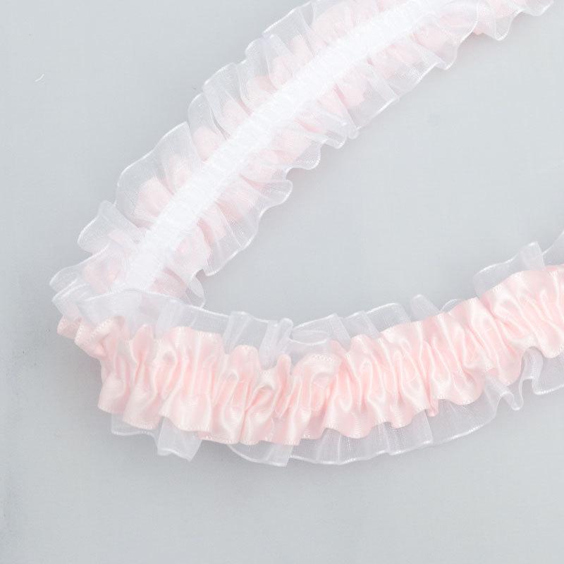 Элегантная двойная полиэстеровая эластичная лента прозрачный шифон кружево Лолита юбка аксессуары ручной работы сделай сам оборки кружева украшения для дома