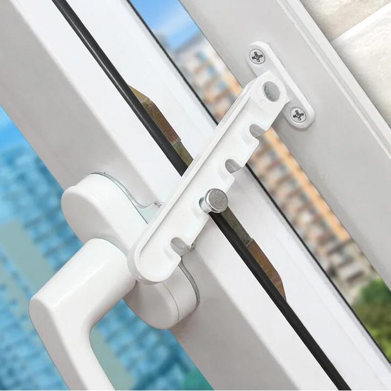  Inner Window Limiter Latch Position Stopper Casement Wind Brace Home Security Door Windows Sash Lock Child Safety Protection