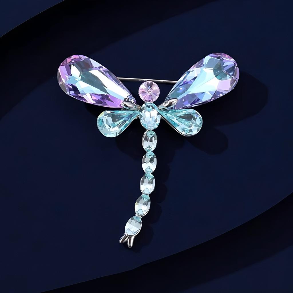 Light Luxury Crystal Dragonfly Brooch, High-end Feminine Charm, Colorful Insect Corsage, Niche Design Sense Brooch