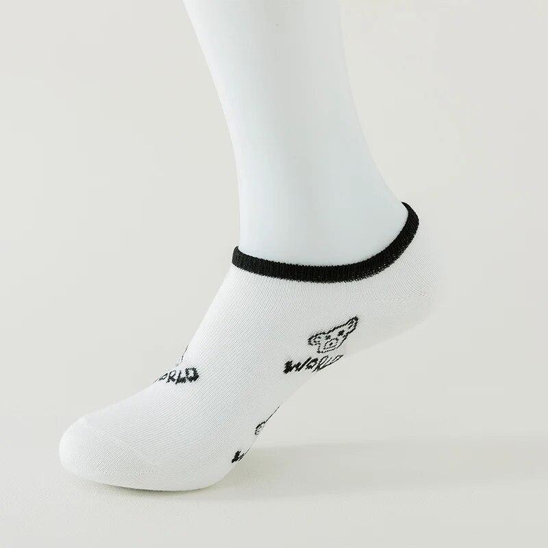 5 пар женских носков-лодочек, невидимые низкие силиконовые нескользящие летние носки до щиколотки, хлопковые сетчатые с сердечками, дышащие