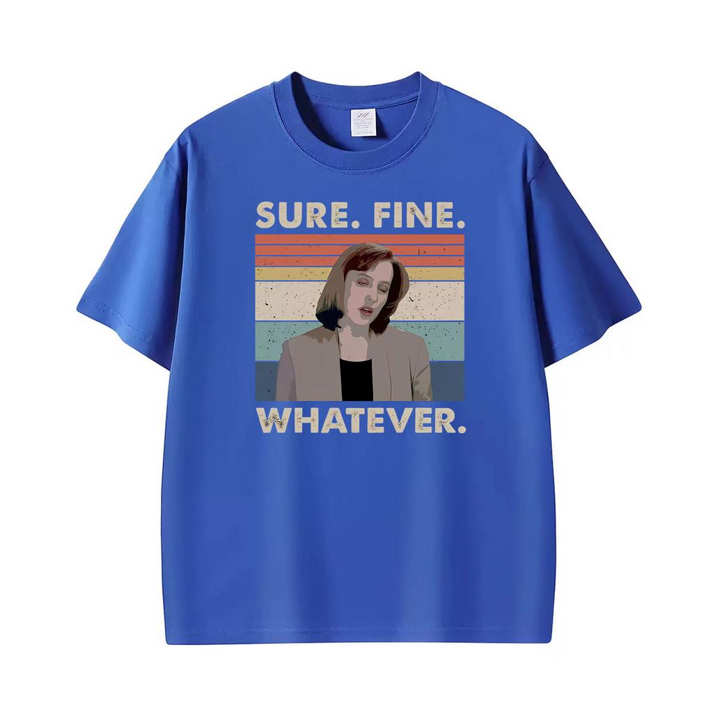 Retro Sure Fine Whatever The Xfiles Print Tshirts Unisex Unisex Casual Cotton Short Sleeve Loose T Shirt Summer Streetwear Tshirt