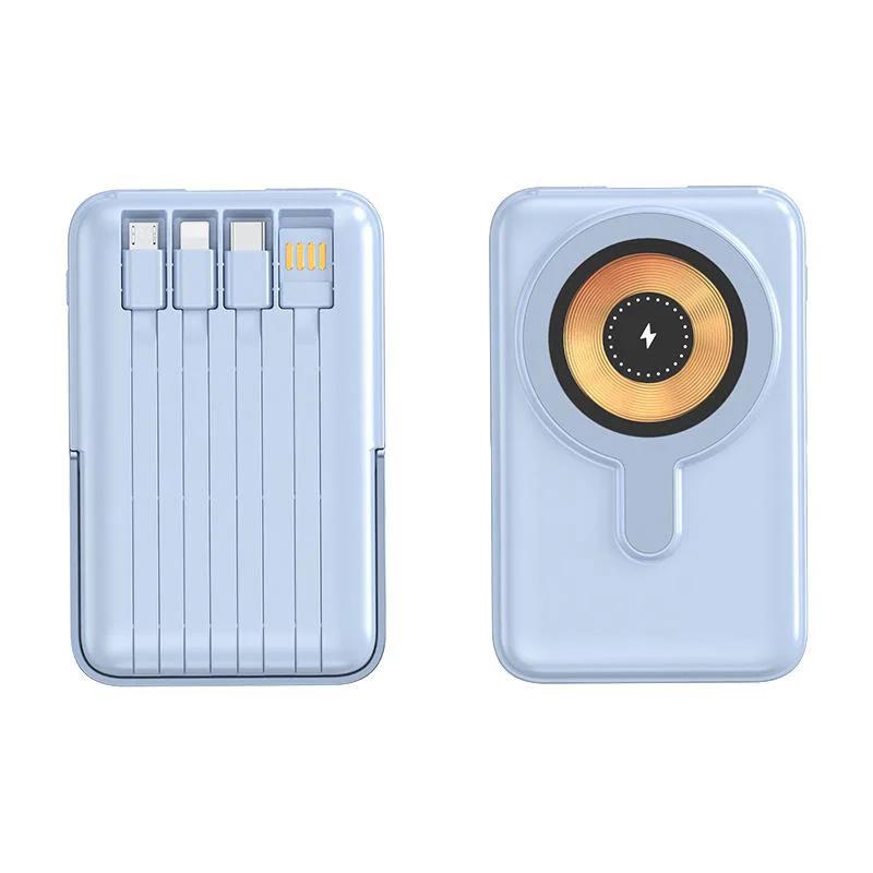 Магнитный беспроводной блок питания 50000 мАч, 22,5 Вт, сверхбыстрая зарядка, 15 Вт, зарядка PD, 20 Вт с четырехпроводной подставкой, мобильный портативный аккумулятор