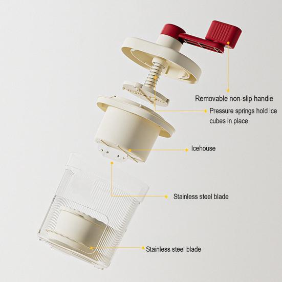 Ручная льдогенераторная установка с лезвиями из нержавеющей стали. Ледогенератор без содержания бисфенола А для домашних киосков. Портативная машина для приготовления льда в форме конуса, защищенная от брызг и пригодная для мытья в посудомоечной машине.