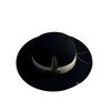 Hot-selling men's and women's black pure wool top hat with feather decoration retro wool top hat